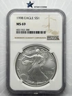 1998 Silver Eagle NGC MS69 Brown Label