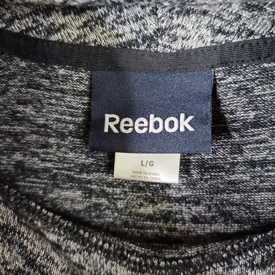 Sudadera Reebok Mujer Grande Gris Capucha Cuello Pullover Atlético Top Bolsillos Foto 3 de 4