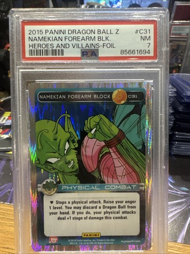 DBZ Dragon Ball Z TCG Panini Heroes & Villains Namekian Forearm Block Foil PSA 7