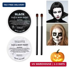 White Black Oil Face Body Paint Set, Halloween Skeleton Makeup Kit with 2 Brushe