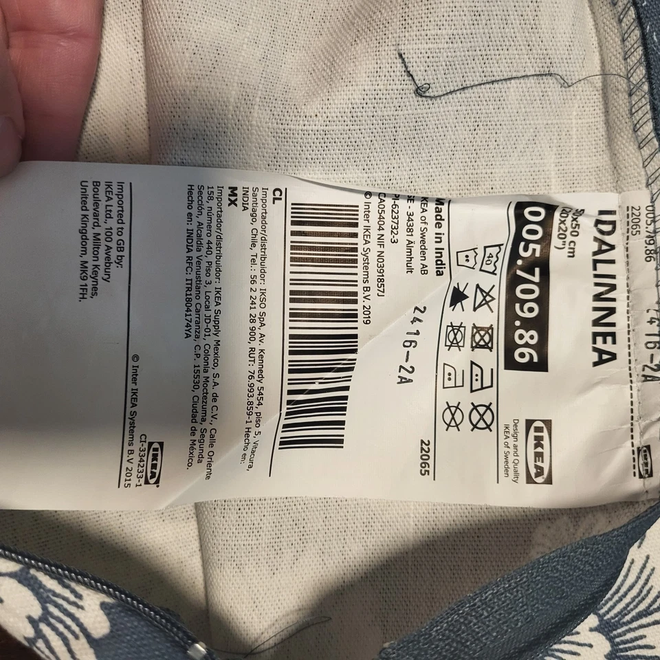 Funda Almohada IKEA Idalinnea 20x20 Azul Medio con Flores Blancas Foto 4 de 4