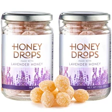 Gourmanity Honey Drops Made With Lavender Honey, 7 oz Jar, Pack of 2, Hard
