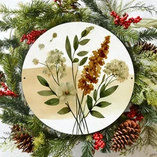 2D Flat, Bohemian Watercolor Floral Foil Engraved Aluminum Wall Art Poster - 7.8