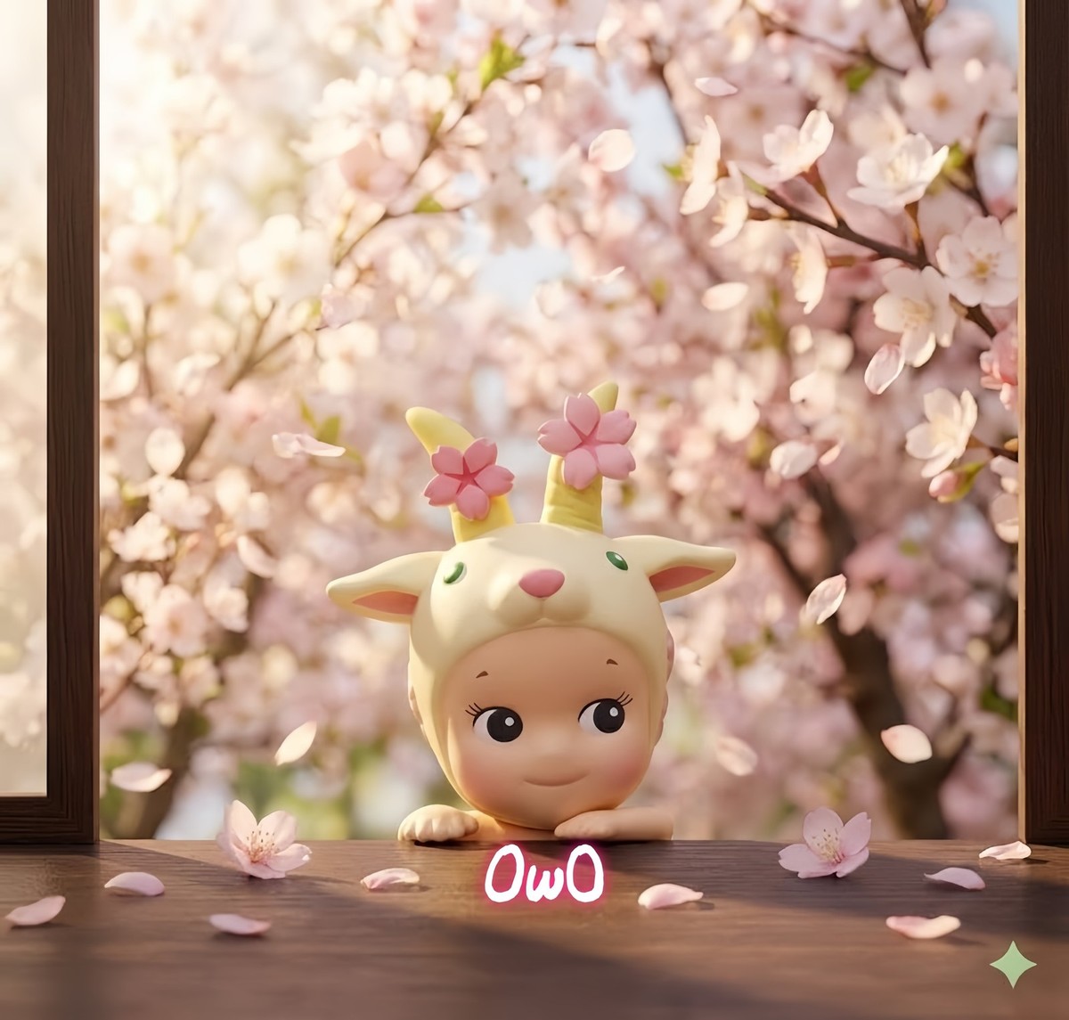Sonny Angel HIPPERS Cherry Blossom Goat Figure Phone Charm Kawaii
