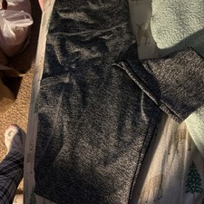 Women's Gray Black Ankle Leggings Regular with Side Pockets Stretch Fabric