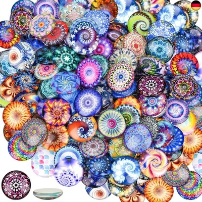 BESUCHE DEN AOKITO-STORE AOKITO 100 Bunte Glassteine mit Glow in the Dark, 25mm Muggelsteine, Runde