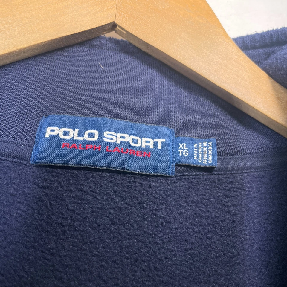 Polo Sport Ralph Lauren 1/4 Zip Mens XL Navy Blue Spell Out Pullover Sweater 90s - Image 3 of 4