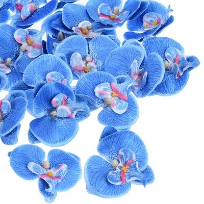 2,8'' 20er Pack Seide Phalaenopsis gefälschter Schmetterling Orchidee Köpfe Herstellung, blau