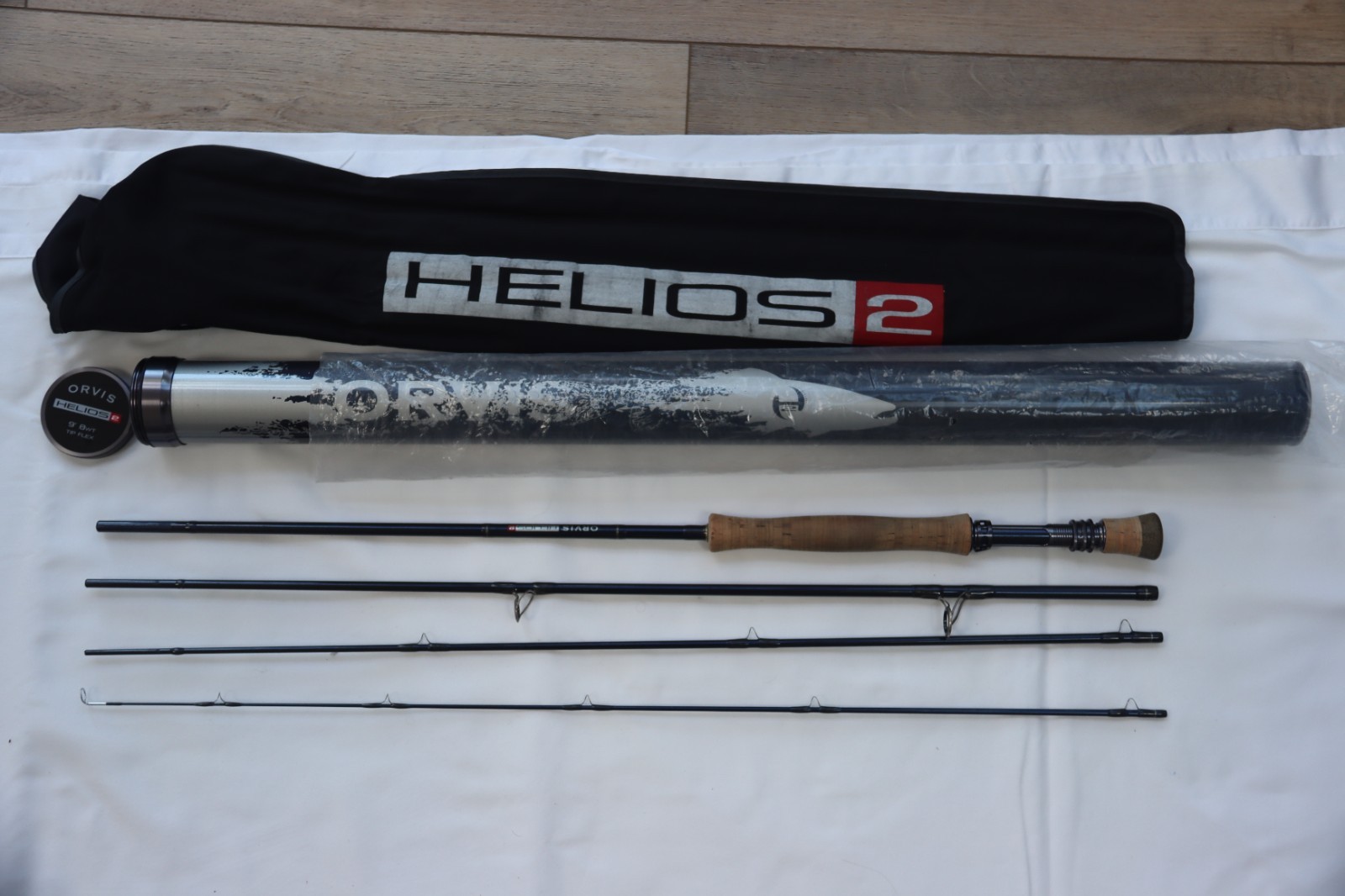 Orvis Helios 2 9ft #8 Fly Rod,  4 Piece, sock and tube.
