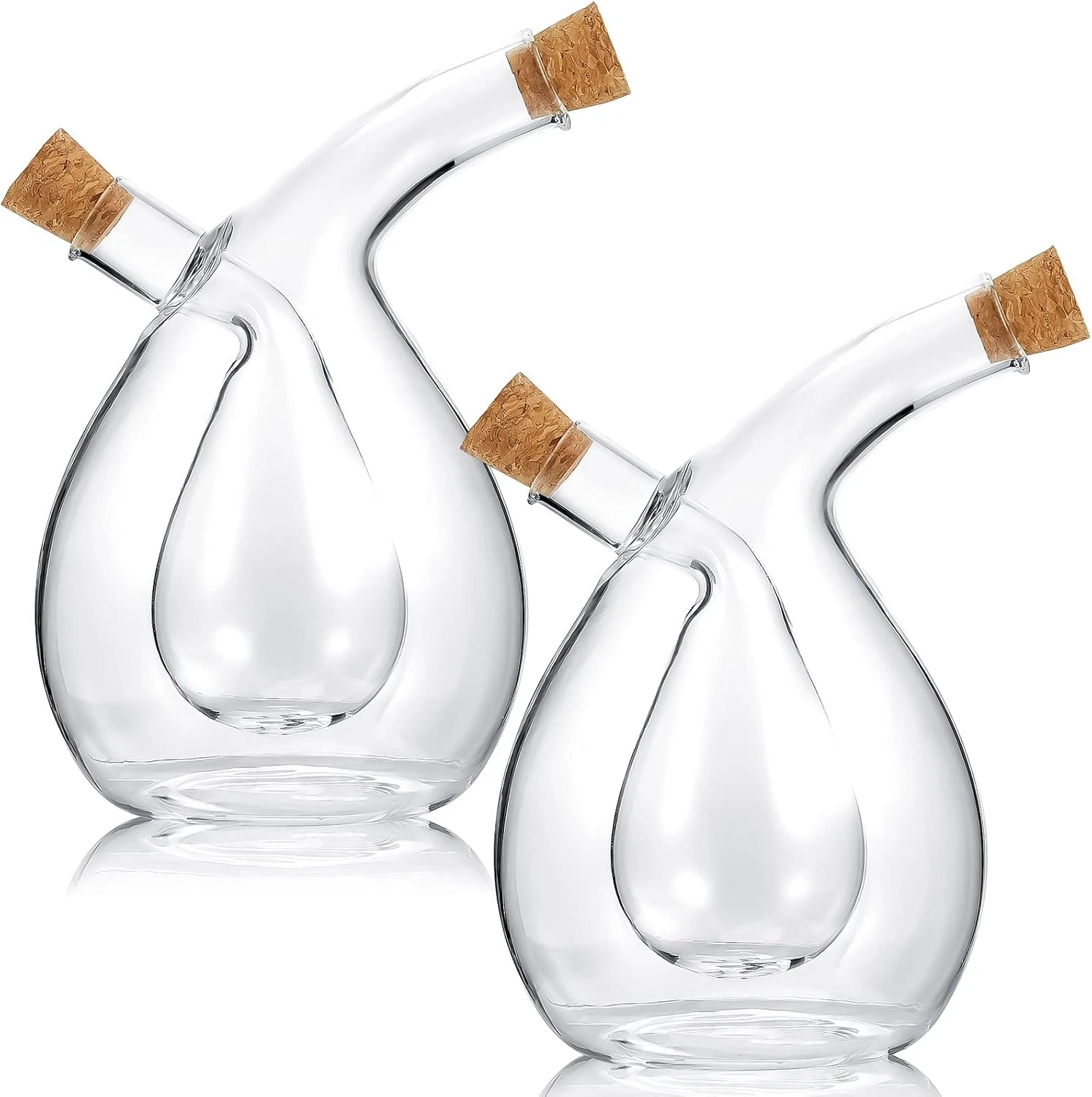 2 Pcs Oil and Vinegar Dispenser, 2 in 1 Glass Olive Oil and Vinegar Cruet Dispen