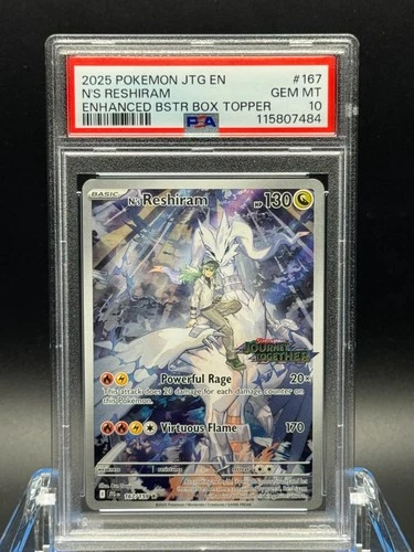 PSA 10 GEM MT 💎 - N's Reshiram 167/159 Journey Together Holo Box Topper Stamped