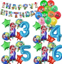 Super Mario birthday decoration Age Set balloons Mario Party banner card