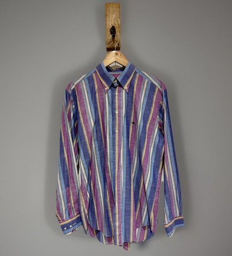 Etro, ETRO Made in Italy Vintage Candy Cotton Striped Long Sleeve Shirt Size 42 L XL