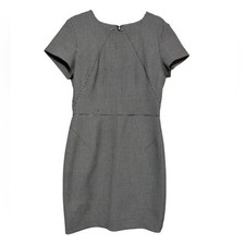 Banana Republic Black White Houndstooth Plaid Career Dress 14 Academia Fall