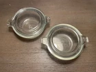 2 Vintage PYREX 10 oz Clear Glass 018 Casserole Dishes with Lids 680-C