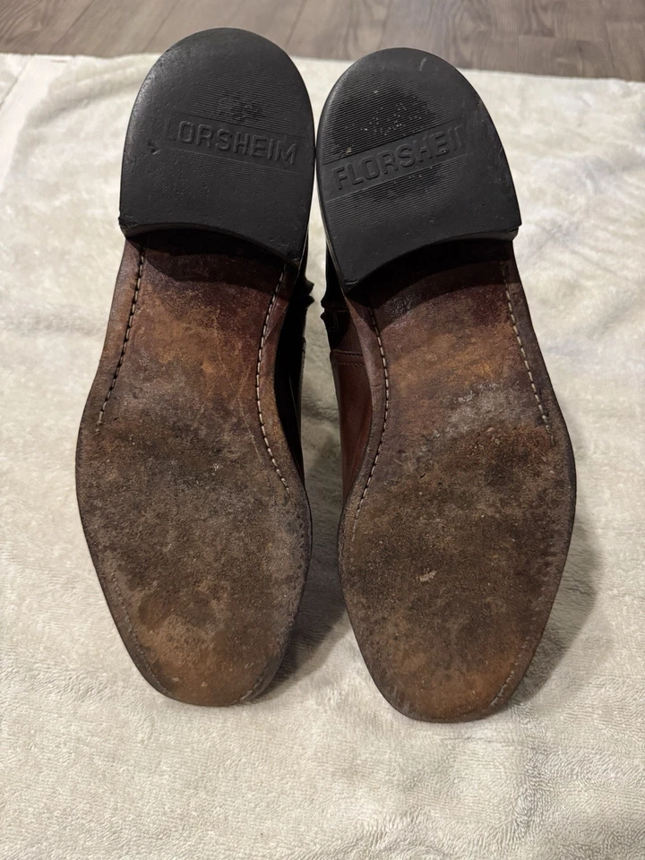 Botas Beatle Florsheim Vintage Marrón Cuero Carmelo Cremallera Hipster Preppy 9 EEE Foto 4 de 4