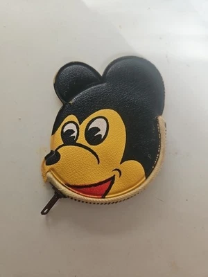 Vtg Mickey Mouse Vinyl Coin Purse Yellow Face Zipper - Image 1 of 4