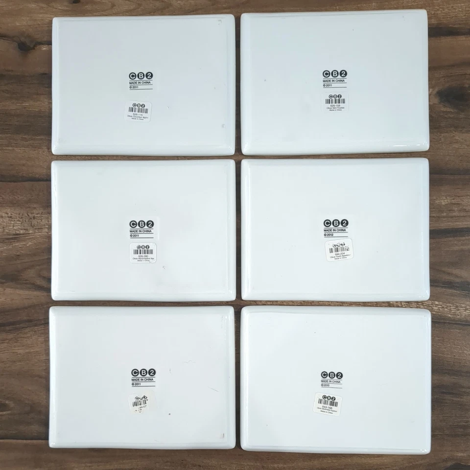 CB2 Crate & Barrel Retired Oliver Appetizer Snack Plates Set Of 6 - 5x6.5 inches - Image 2 of 2
