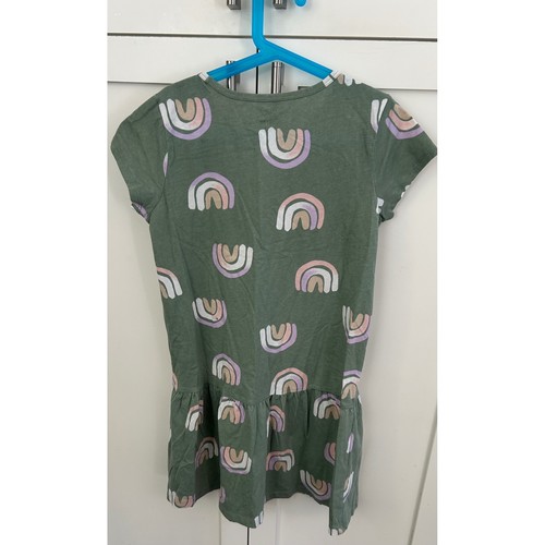 Carters Rainbow Print Girls Dress Short Sleeve Casual Comfy Green Size 14 - Picture 2 of 2
