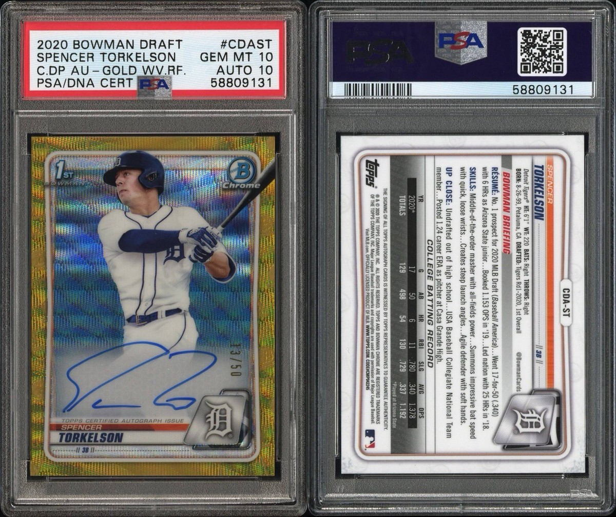 2020 Bowman Draft Chrome Spencer Torkelson Gold Wave /50