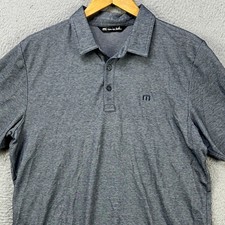 Travis Mathew Pima Cotton Blend Shirt Golf Polo Mens Large Blue Gray Rugby Logo