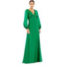 Ieena for Mac Duggal Satin Dress Emerald Green NWT