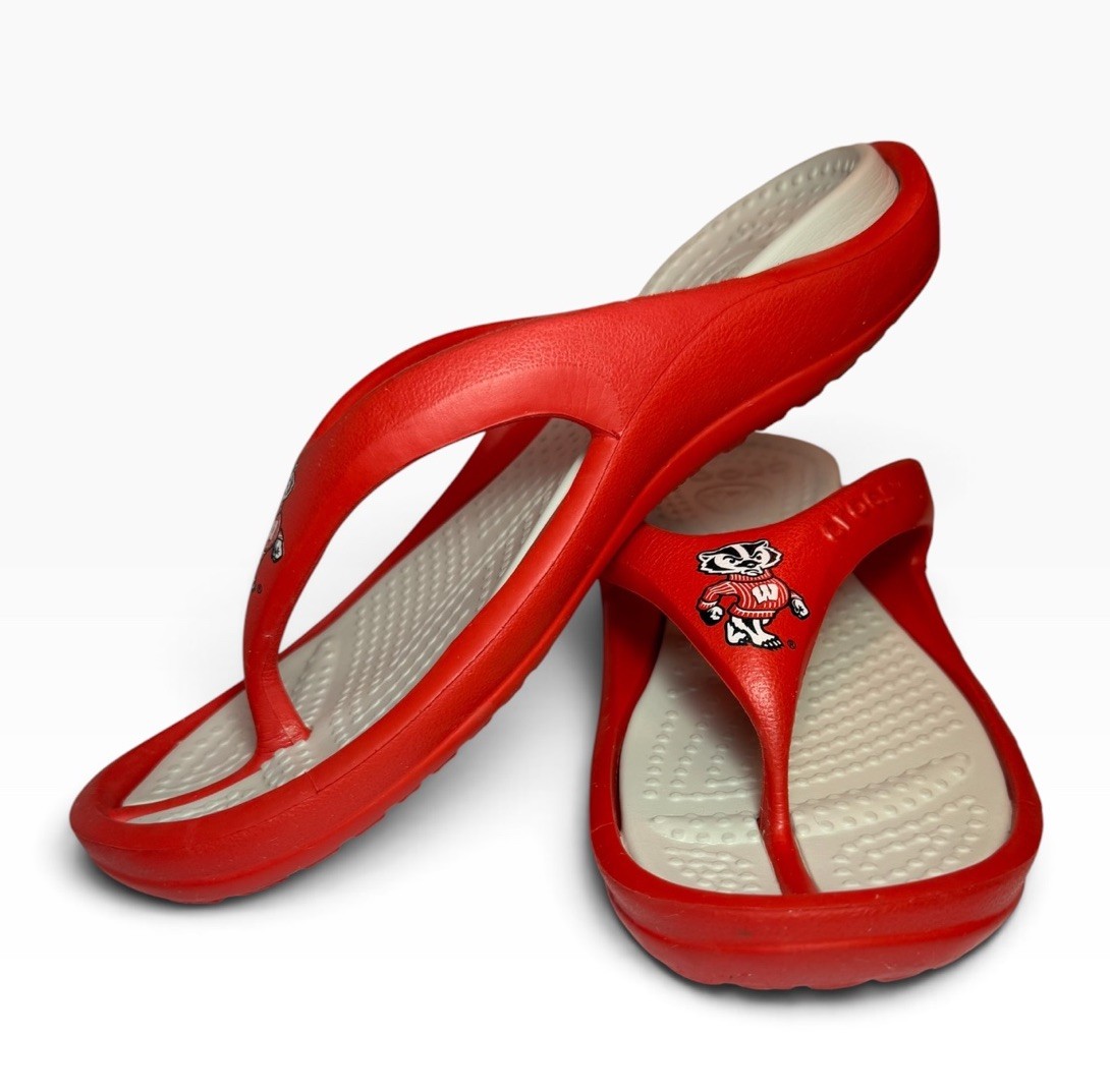 CROCS Athens Wisconsin Badgers Sandals Flip Flops Mens Size 11 image 6