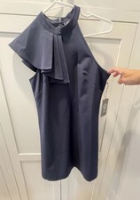 Vince Camuto Sleeveless Ruffle Halter Mini Short Navy Dress Size 2 NWT $148