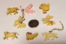 1940s Lot of 8 FARM ANIMALS Celluloid Cracker Jack Toy Charm Prize Premium