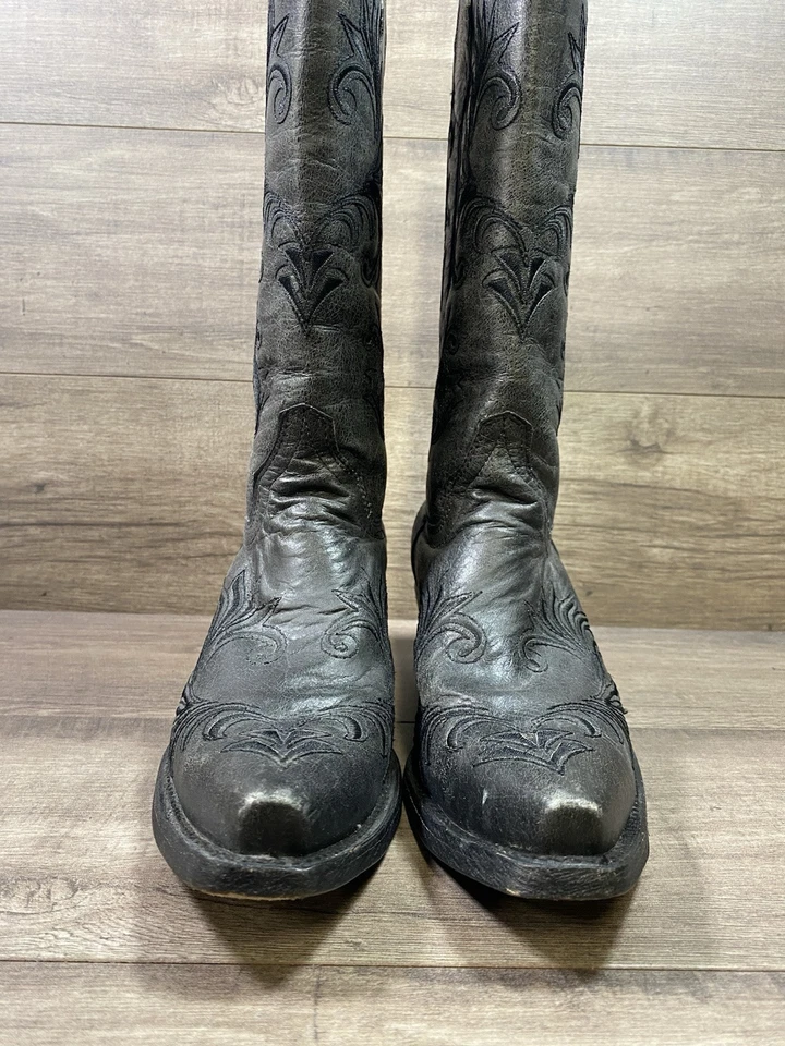 Circle G Western Cowgirl Boots Gray Leather Southwestern Womens Size 7.5 - Image 3 of 4
