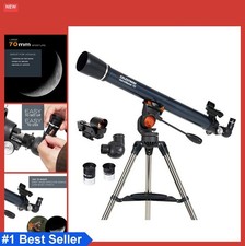 Refractor Telescope 70mm 900mm Fully Coated Optics Altazimuth Mount Tripod Two