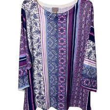 Chico's Pullover Women's Size 4 (2X) Toc Chix Mix Boat Neck Estate Blue NWT