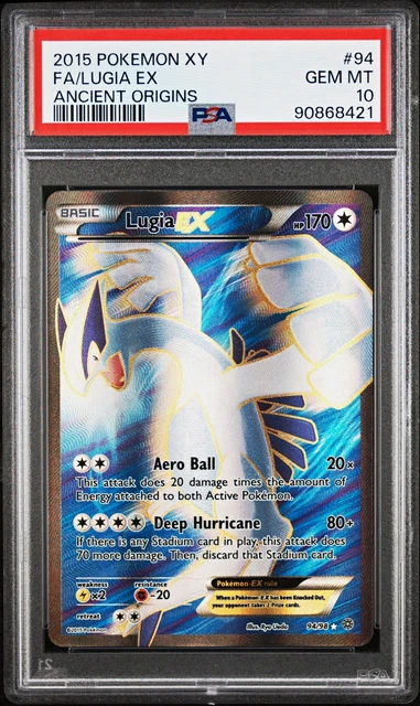 2015 Pokemon XY Ancient Origins Lugia EX 94/98 Full Art Holo PSA 10