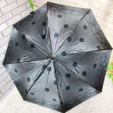 Christian Dior gray polka dots Folding Umbrella W/Case Authentic Used
