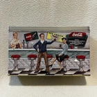 Vintage Ice Cream Parlor Scene Coca-Cola Metal Rectangle Tin - Nice !
