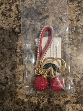 Red cherry keychain with rhinestones