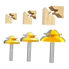 45 Degree Lock Miter Router Bit 3-Piece Set, for 31/64", 3PCS 1/4 SHANK