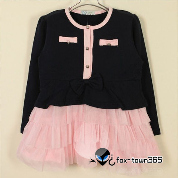 Kids Toddlers Cotton Baby Girl Princess Long Sleeve Tutu Tulle Skirt Dress 2-7Y - Zdjęcie 3 z 3