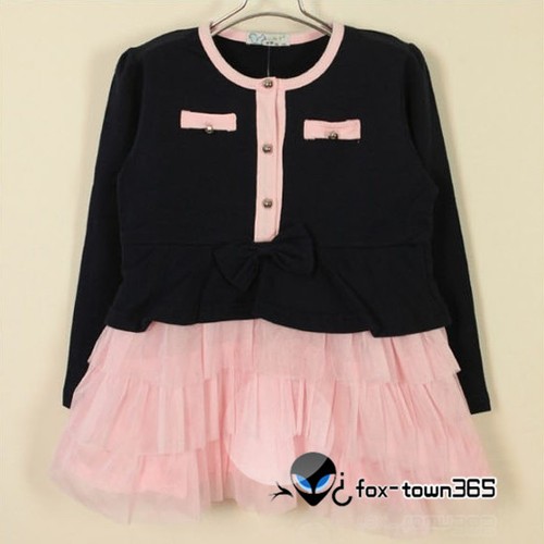 Kids Toddlers Cotton Baby Girl Princess Long Sleeve Tutu Tulle Skirt Dress 2-7Y - Bild 3 von 3