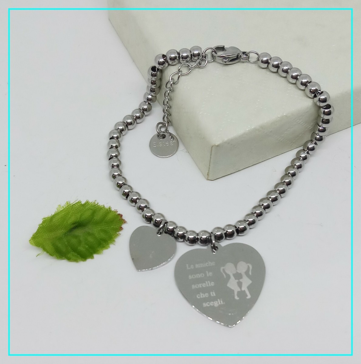 WMUVAZA Bracciale Donna Argento Braccialetto Infinito, Bracciali Cuore Gioielli Natale Compleanno Festa Della Mamma per Moglie Amiche Amica Blu Cuore Zirconi Bracciale Donna Argento