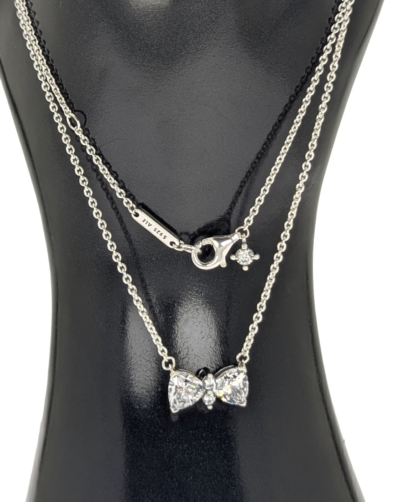NEW 100% Authentic PANDORA 925 Ale Sparkling Bow Pendant Necklace ...