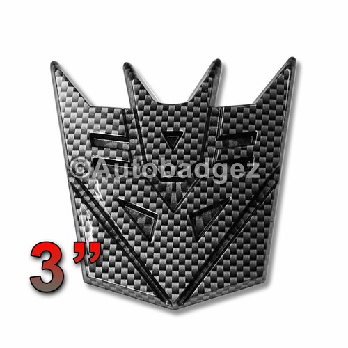 1X NEW BLACK Carbon Fiber Transformers Decepticon Emblem Trunk Badge Decal - Picture 5 of 5