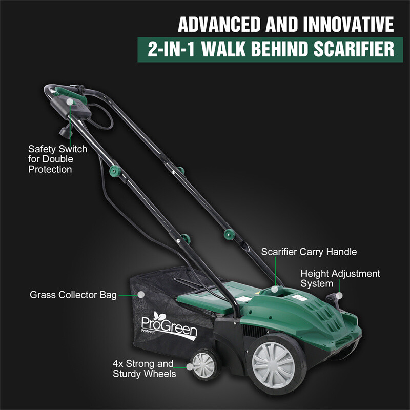 Garden Scarifier, 2in1 16INCH Dethatcher Scarifier,15 Amp Electric