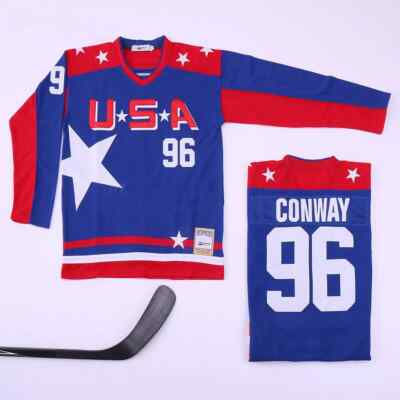 Youth/Men Conway #96 Team US Hockey Jersey Print/Sewn Custom Name