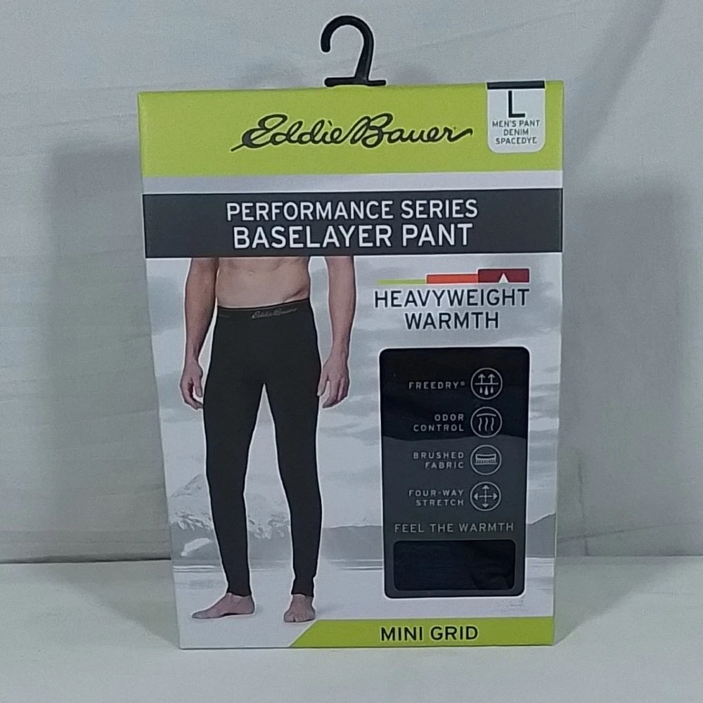 Men's Eddie Bauer Performance Series Baselayer Pant Denim Spacedye- XL-NIB