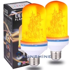 2 LED Flame Light Bulbs 4Mode Flickering E26 Base Fire Flame Bulb Patio Outdoor