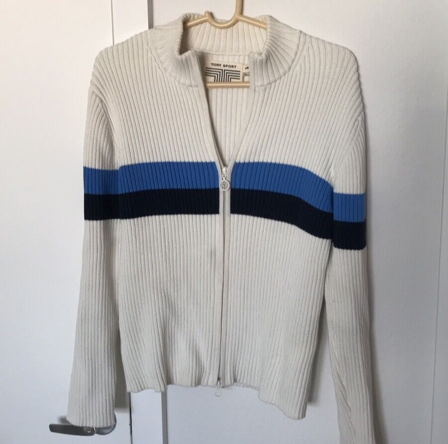 Tory Burch Sport Performance zip sweater Cotton Sz L White