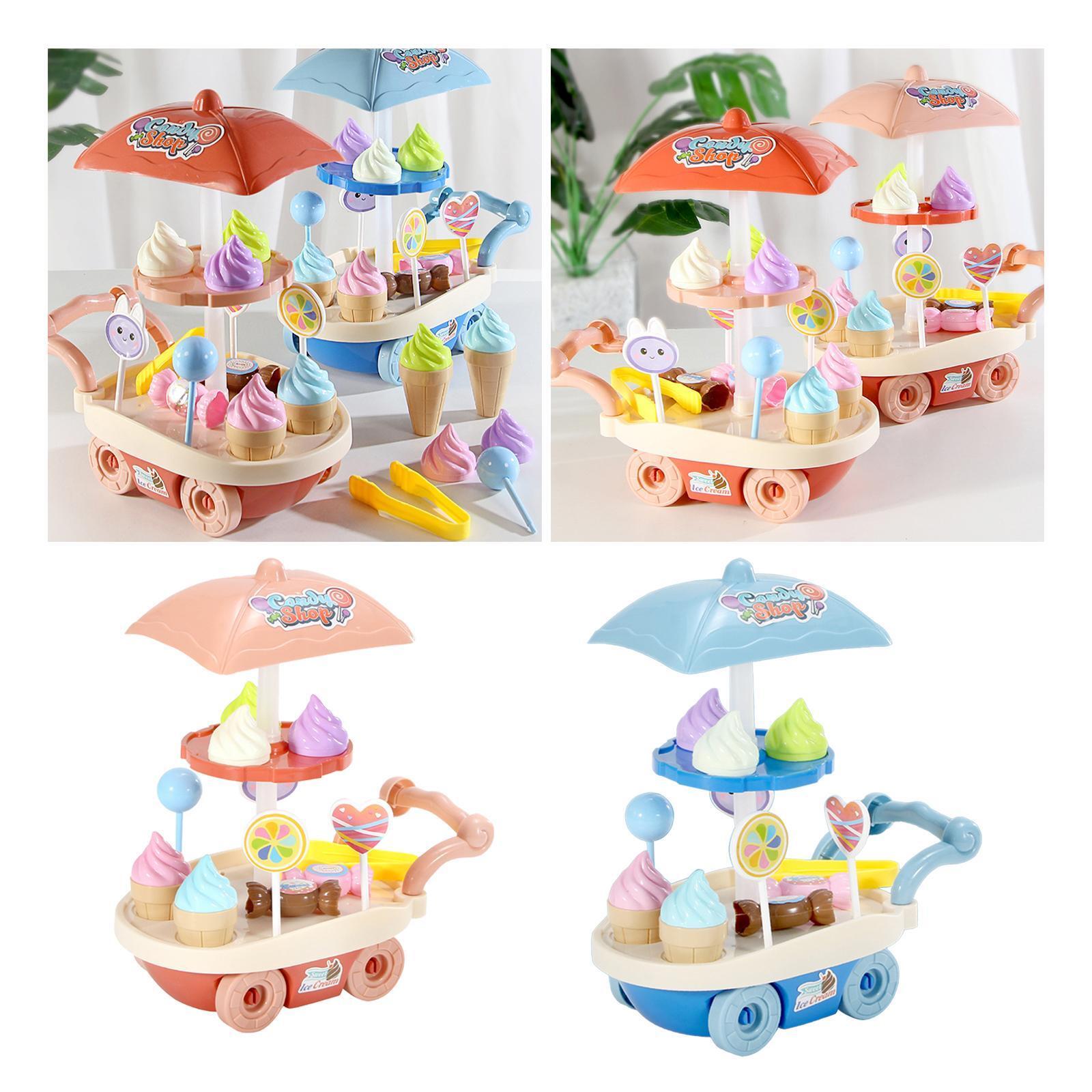 Ice Cream Cart Toy Mini Vend Stall Booth Stand for Kids Indoor Outdoor