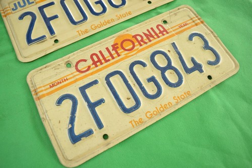 Oldtimer California Nummernschild Set The Golden State 1982-87 - Bild 2 von 5
