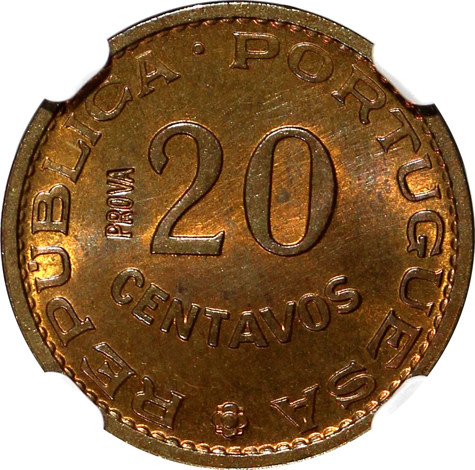 Angola Bronze 1962 20 Centavos PROVA Pattern NGC MS64 RB TOP GRADED KM# Pr58 (7) - Image 4 of 4